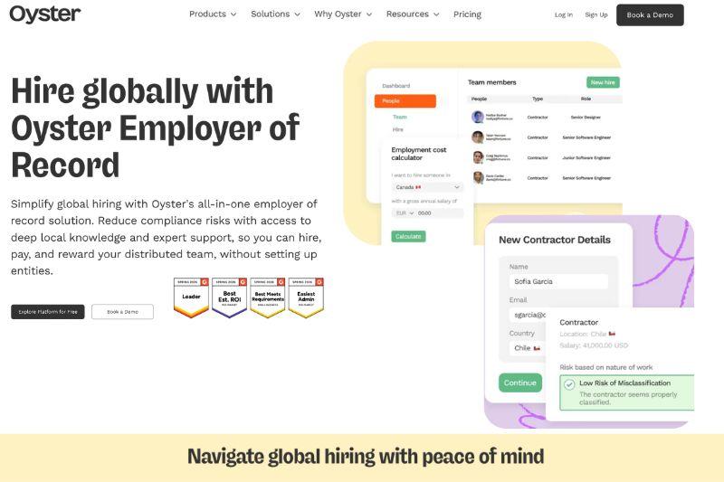 RemoFirst alternatives comparison featuring Oyster employer of record global hiring platform