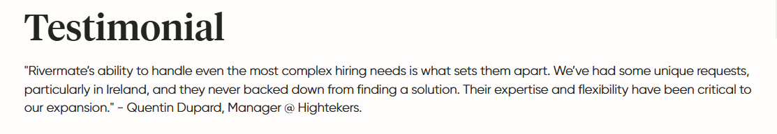 Hightekers client testimonial