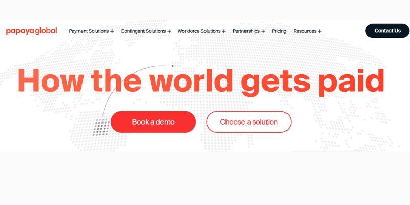 Papaya Global Homepage showcasing global EOR services among leading Rippling alternatives
