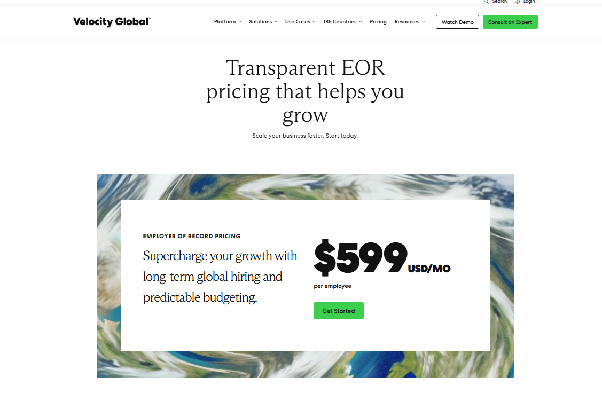 Velocity Global’s pricing page