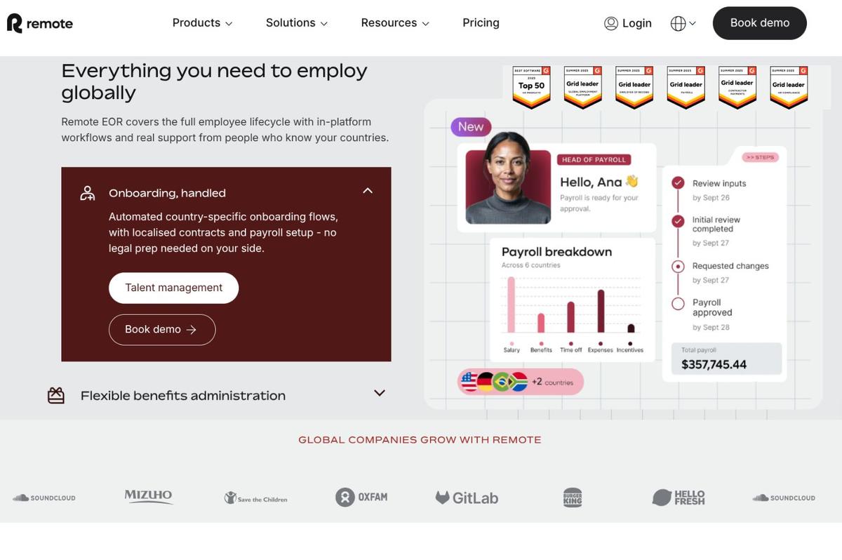 Remote EOR platform dashboard example for adp alternatives global employment solution