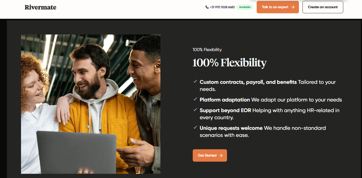 Rivermate offers 100% flexibility 