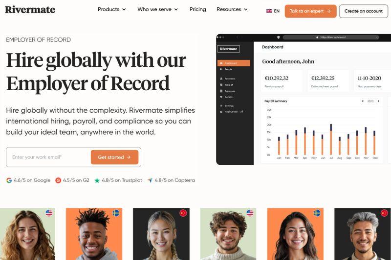 RemoFirst alternatives comparison showing Rivermate employer of record dashboard and global hiring platform