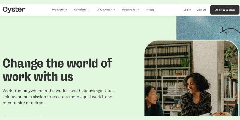 Oyster homepage promoting global hiring solutions as Deel alternatives for employers