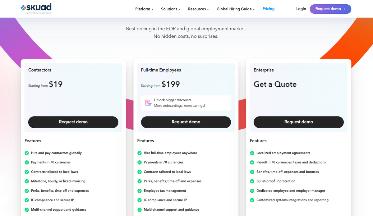 Skuad’s pricing page