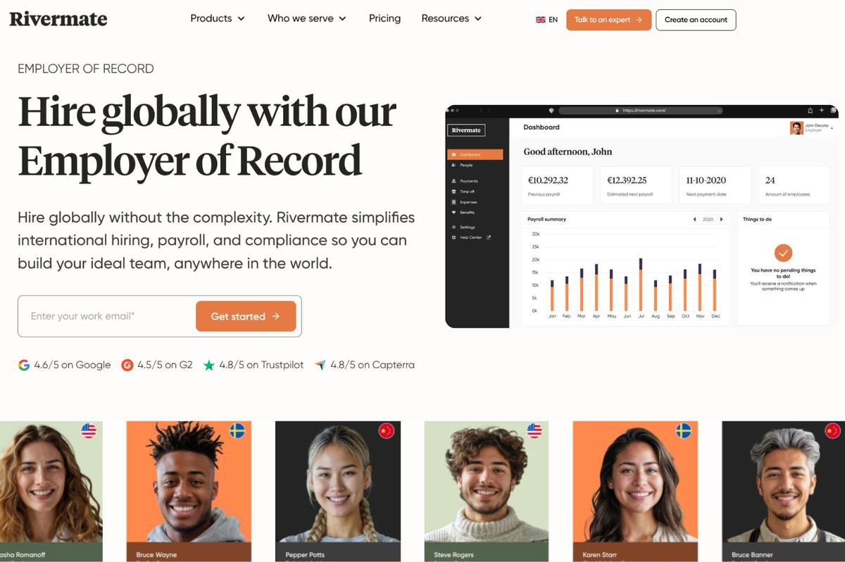 Papaya Global alternatives platform dashboard showing global payroll and employer of record features
