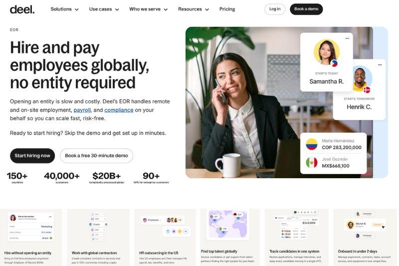 RemoFirst alternatives example showing Deel global hiring and payroll platform dashboard
