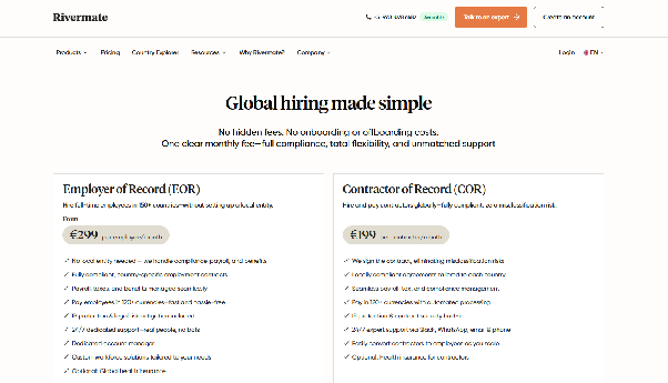 Rivermate’s pricing page