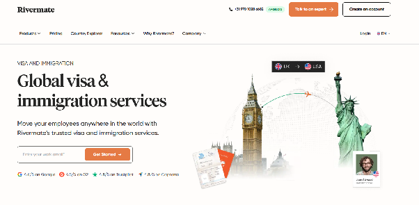 Rivermate’s visa and immigration support landing page