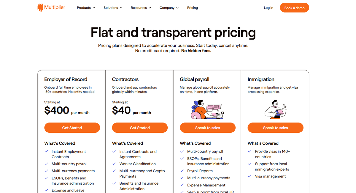 Multiplier’s pricing page