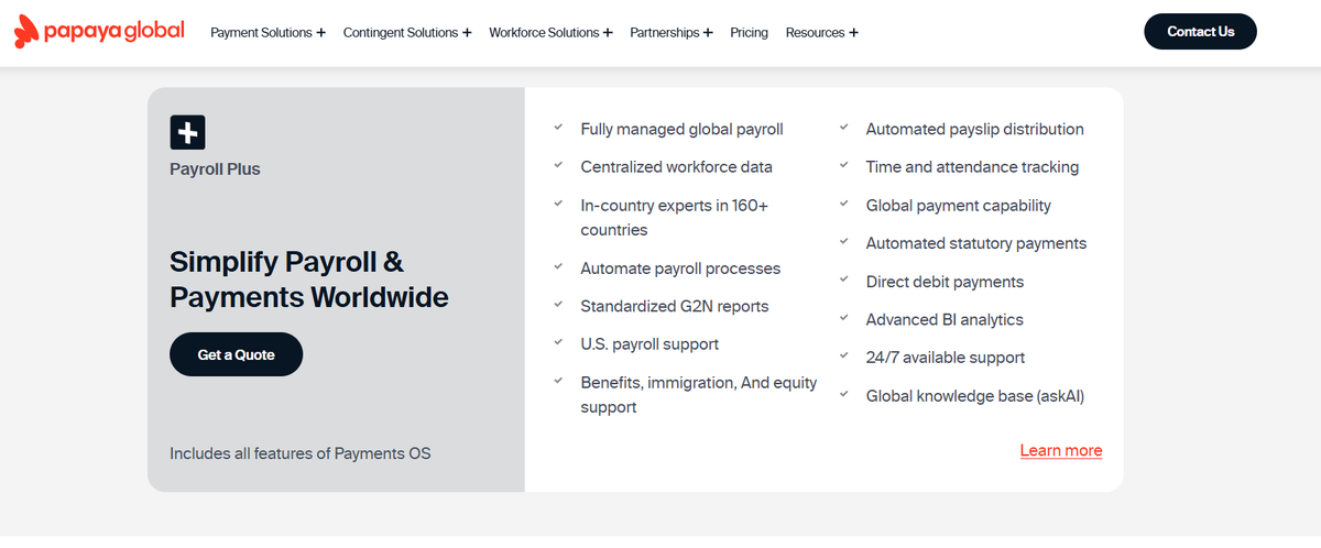 Direct payroll only without Papaya Global’s EOR solution