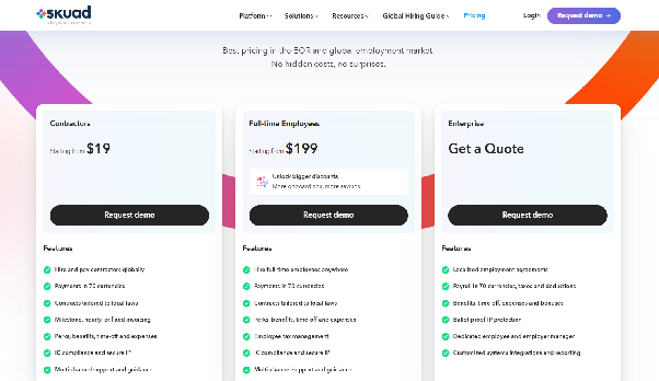 Skuad’s pricing page
