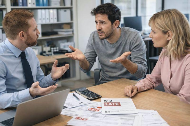 Employers discussing penalty for employer not sending W2 on time